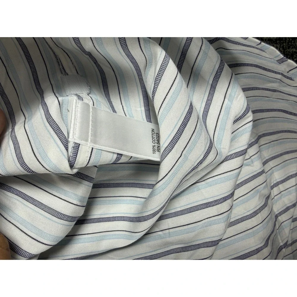 Banana Republic Mens Striped Cotton Button Down Shirt Blue White M 15-15.5